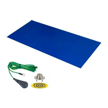 Desco Industries Inc Desco Dual Layer Rubber Mat 66221 with Ground 36"D x 72"W - Dark Blue 66221